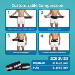 Kizu Relief Belt Lower Back Support Brace SI Joint Support, plus | Adjustable Lu