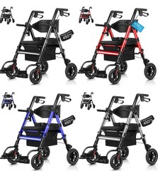 2025 StrollAid 2 In 1 Rollator Walker Transport Chair Heavy Duty 450 Lbs