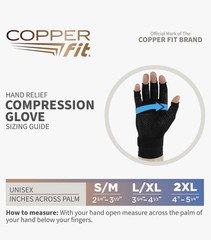 Copper Fit Hand Relief Compression Gloves Relief & Recovery Arthritis+Joint L/Xl