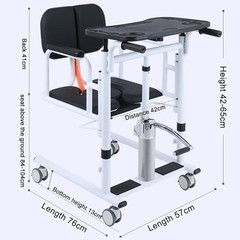 Hydraulic Patient Lift Transfer Chair 350lbs Bedside Commode Bath Wheelchair Aid