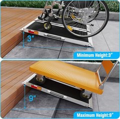 3FT Portable Home Wheelchair Ramp Anti-Slip Aluminum Steps Folding 600 LBS