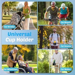 2-in-1 Universal Cup & Phone Holder for Walkers, Wheelchairs & Mobility Scooters