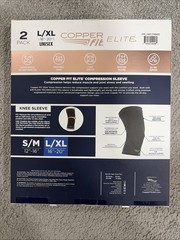 Copper Fit Elite Compression Knee Sleeve 2 Pack L/XL 16-20″ Airflow Technology