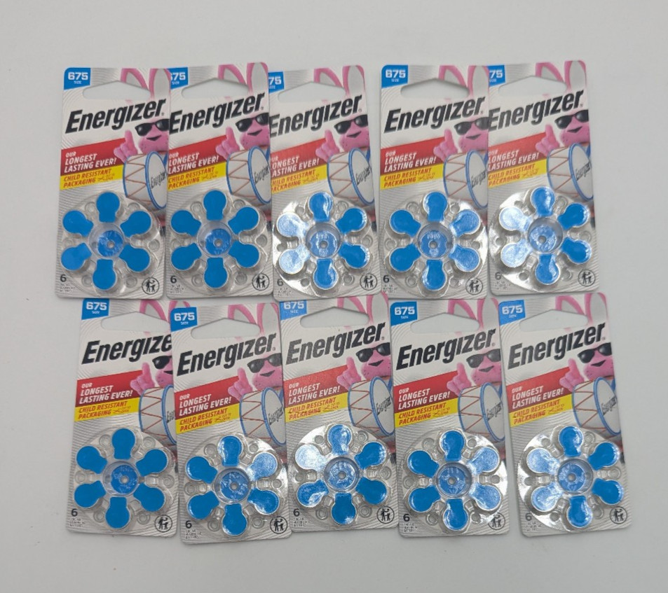 Case of 10 Energizer Size 675 Blue Tab Hearing Aid Batteries (6-Pack)