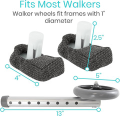 Walker Wheels, Ski Glides, Accessories Covers for Seniors (6 PCS), Replacement F