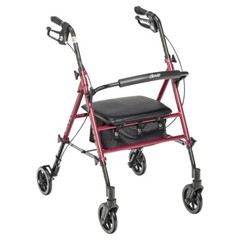 Drive Medical Adjustable Height Rollator with 6 Inches Wheels – Red (RTL10261RD)
