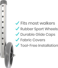 Walker Wheels, Ski Glides, Accessories Covers for Seniors (6 PCS), Replacement F