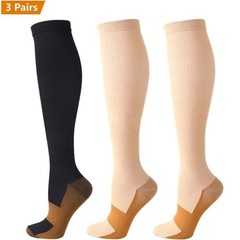 3Pairs Copper Compression Socks(15-20Mmhg) for Men and Women Support