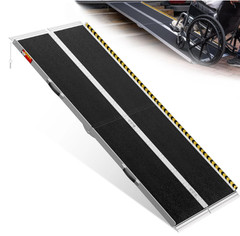 7FT Folding Wheelchair Ramp Aluminum Non-Slip 600lb Portable Threshold