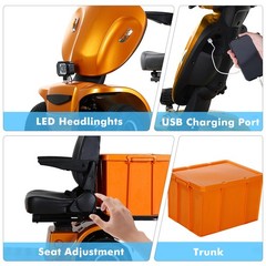 1000W 4-Wheel Heavy Duty Seniors Mobility Scooter 500lb 33 Miles 48V 20Ah 15 mph