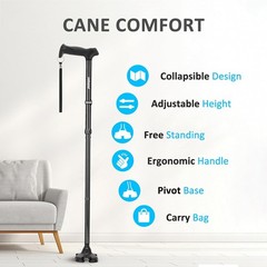 REHAND Walking Cane for Men & Women – Foldable, Adjustable, Lightweight, Self St