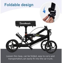 BlessReach Knee Walker 818-2022 Foldable Adjustable All-Terrain 300 lb Black