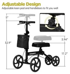 Economy Knee Scooter Foldable Walker for Foot Surgery Crutch Alternative BLACK