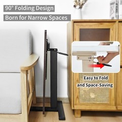 lumizone Foldable Overbed Table with Wheels Adjustable Height Bedside Desk 27.56