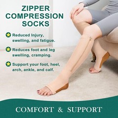 Zipper Compression Socks Men Women Stockings 20-30mmH Unisex Support Graduated.