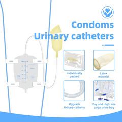 Latex External Catheter Set Self-Sealing Leg Bag 500ml + 2000ml Urine Bags