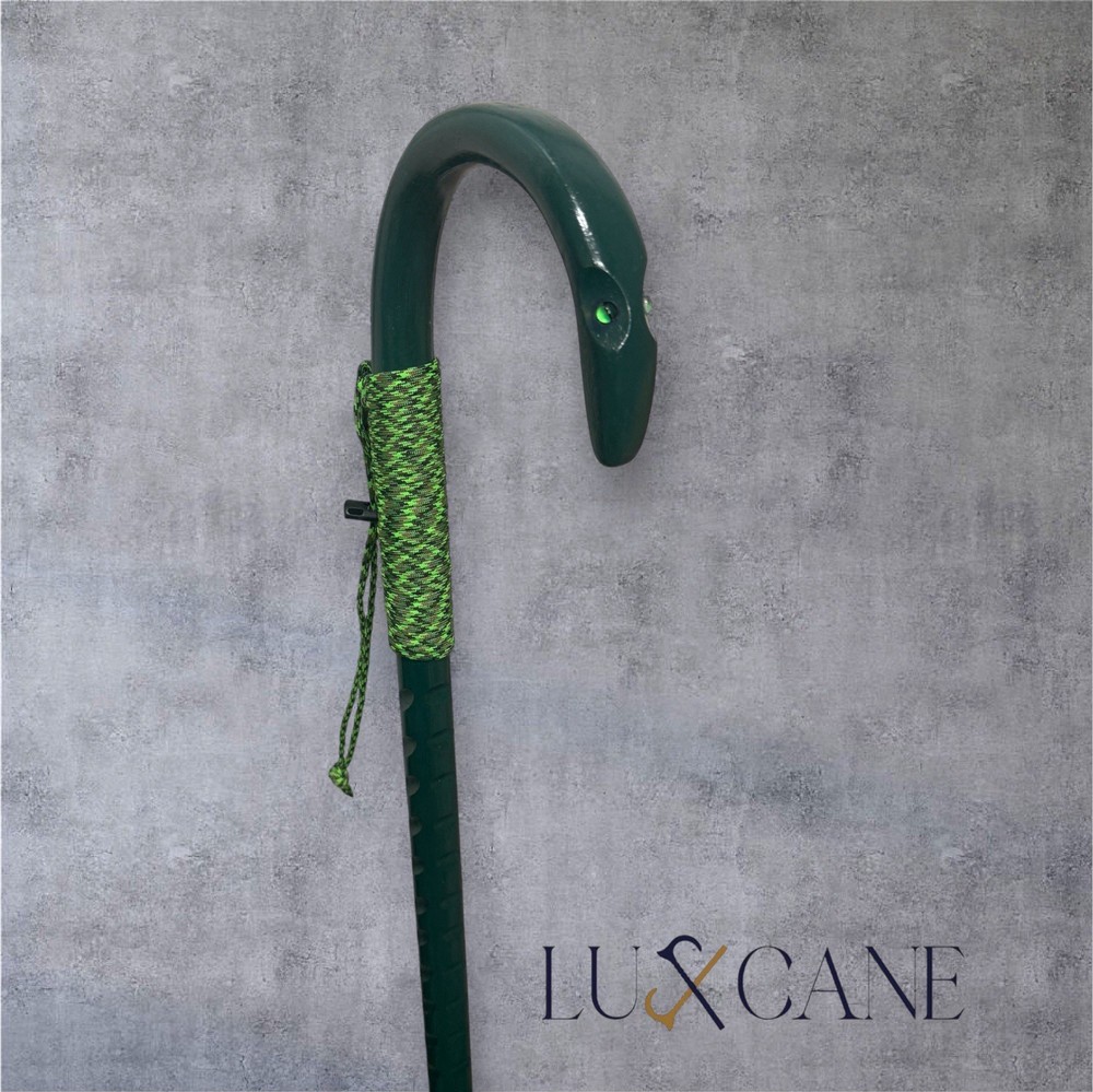 Green Eye Monster Walking Cane Full Grips Hickory Wood Masters USA LuxCane H2G