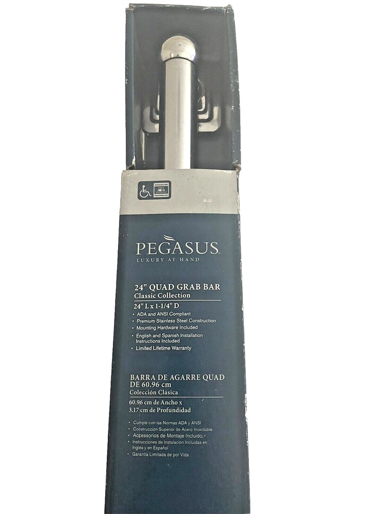 Pegasus 24” L x 1 – 1/4” Chrome Quad Grab Bar Classic Collection In The box