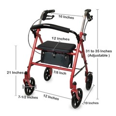 McKesson Rollator 300 lbs. 31 to 35 Inch Handle Height 146-10257RD-1