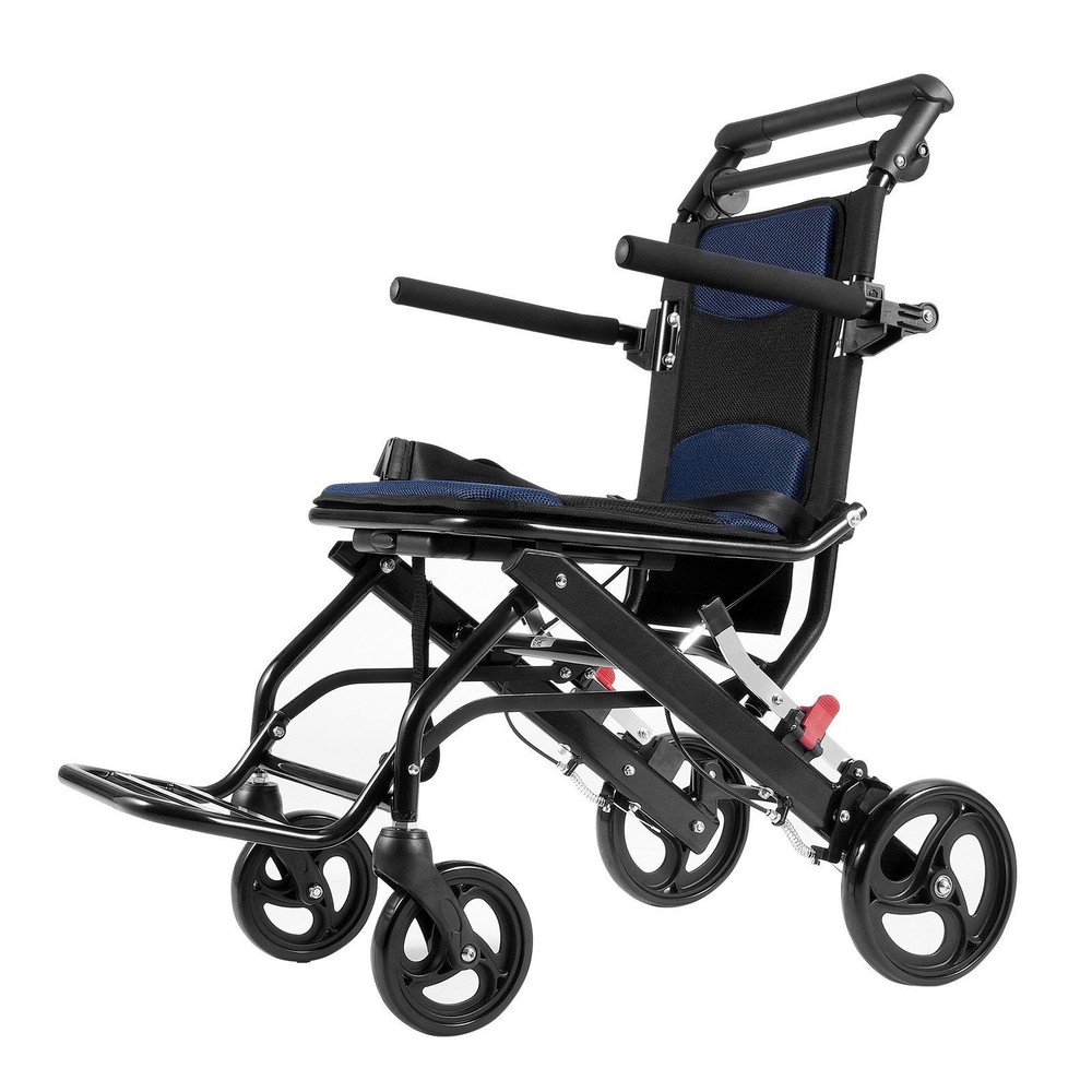 Wheelchair Aluminum Alloy Transport Chair Foldable 15.75-In W Seat 220lbs