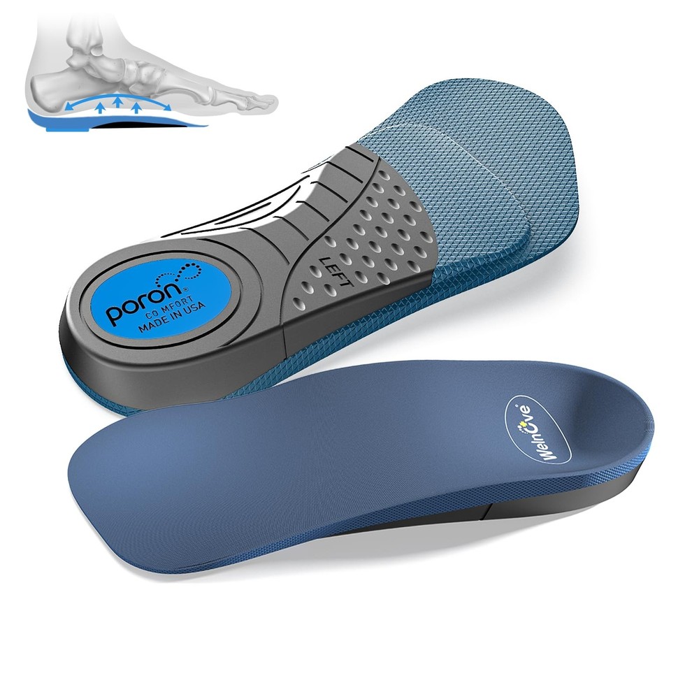 Arthritis Support Insert Insoles for Men – L: 8-12|Women 9.5-13, Blue