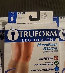 (3) Truform Leg Health MicroFiber Medical Compression Socks- Large Beige