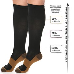 Copper Compression Socks Pressure Varicose Leg Support Long Stockings Men Women