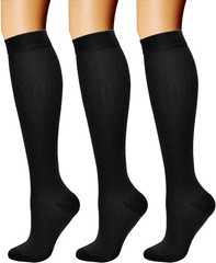 Nylon Compression Socks – 3 Pairs Unisex 15-20 mmHg for Active Lifestyle Support