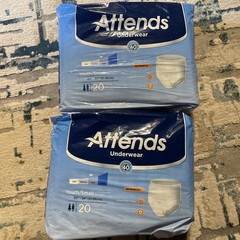 Lot of 2- 20-Count Packages of Attends Underwear Heavy Size Youth/Small 40 Total