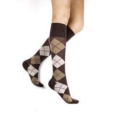 Dr. Comfort Argyle Patterned Knee High, Nylon/Spandex, 20-30mmHg (Size: XL) Ches