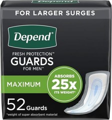 Depend Incontinence Guards for Men Bladder Control Pads Maximum Absorbency Dispo