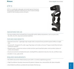 Ossur CTI3 Knee Brace for ACL, MCL, LCL, PCL or Instabilities