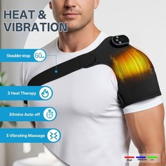 Cordless Shoulder Heating Pad, Heated Shoulder Brace with Vibration, Shoulder