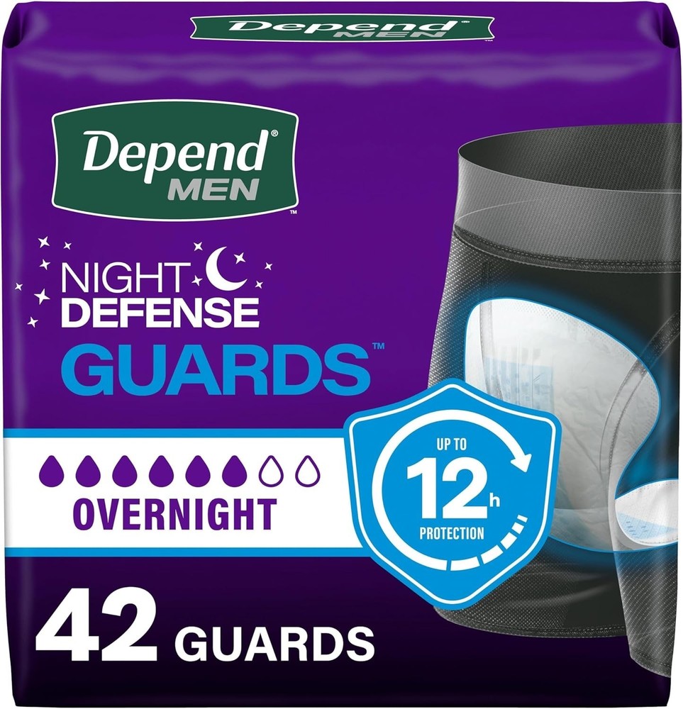 Depend Guards for Men, Overnight Incontinence Pads, Maximum Absorbency
