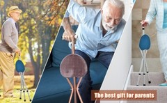 Lightweight Adjustable Foldable Cane Seat Adults Portable Chair & Walking Stick