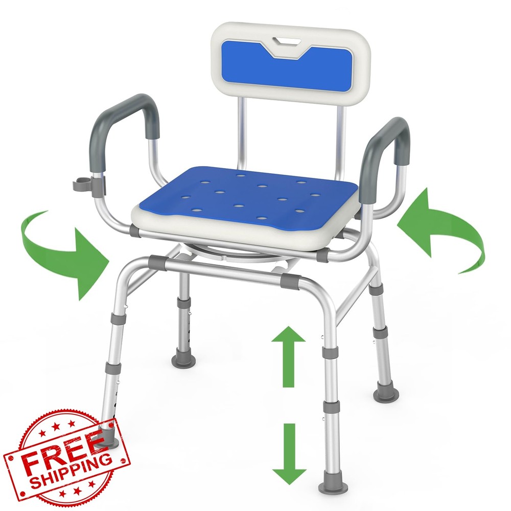 Loyoda Blue Shower Chair Padded Armrests Backrest
