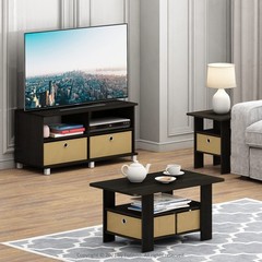 Furinno Coffee Table Bins Espresso/Brown 11158Ex/Br