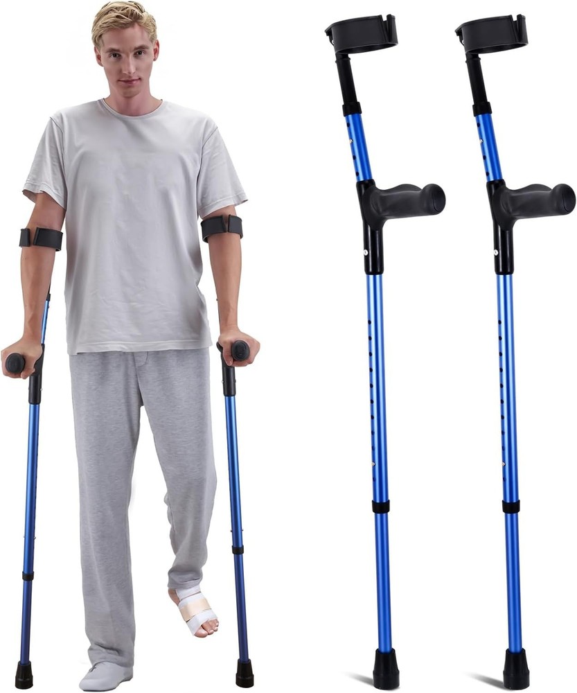 Forearm Crutches for Adults, 11-Level Height Adjustable Walking Crutches with 4-