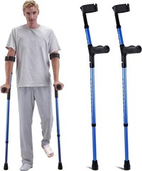 Forearm Crutches for Adults, 11-Level Height Adjustable Walking Crutches with 4-