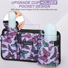 ZHCHG Wheelchair Side Bag with Cup Holder – Purple Storage Bag