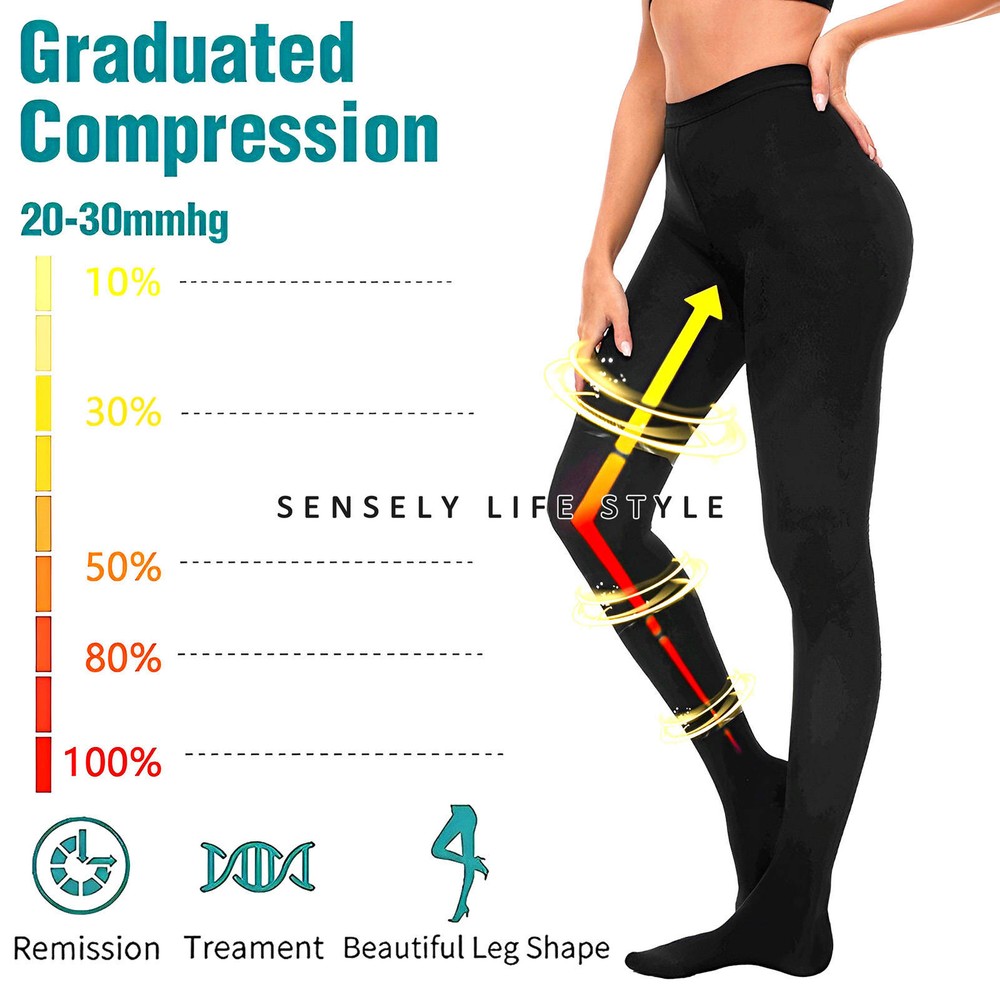 Pantimedias De Compresion Para Mujer Hombres 20-30 mmHg High Waist Legs Tights