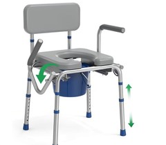 Loyoda Drop Arm Bedside Commode with Padded Seat and Backrest 500lbs…