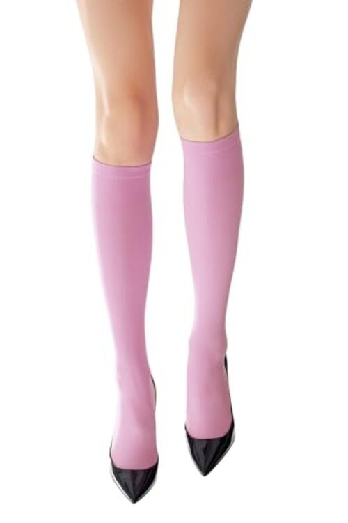 24-Color Knee High Socks, 80 Den Opaque, Wide Comfort Band One Size Purple