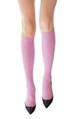 24-Color Knee High Socks, 80 Den Opaque, Wide Comfort Band One Size Purple