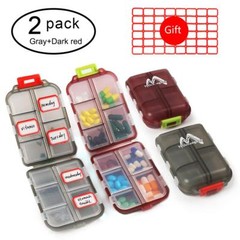 2 Pack Pill Case Portable Small 7-Day Weekly Travel Pill Organizer Portable Pock