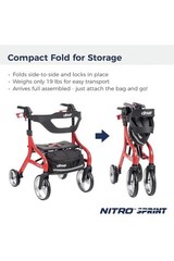 New Drive Medical Nitro Sprint Rollator Walker Heavy Duty w/Seat Red