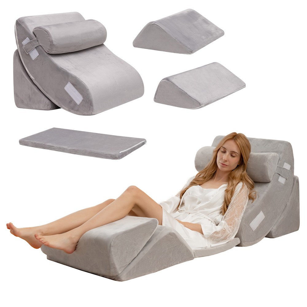 6pcs Orthopedic Bed Wedge Pillow Set Post Surgery Memory Foam for Back Neck Leg