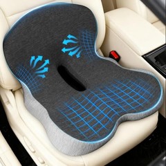Car Seat Cushion with Lumbar Support for Long Sitting, Dark Gray + Light Gray