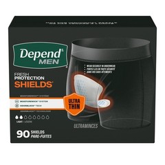 Depend Incontinence Shields for Men, Light Absorbency Pad, White, 180 Count Box