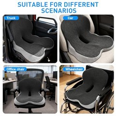 Car Seat Cushion with Lumbar Support for Long Sitting, Dark Gray + Light Gray
